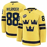 Men's Sweden #88 William Nylander Yellow 2025 4 Nations Face-Off Premium Jersey Dzhi,baseball caps,new era cap wholesale,wholesale hats